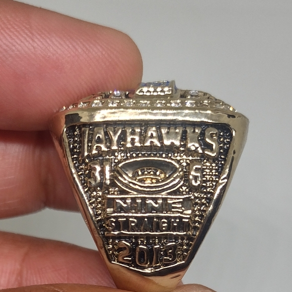 KANSAS JAYHAWKS 2013 BEN MCLEMORE BIG 12 CHAMPIONSHIP MENS SIZE 10.5 RING w/BOX - Picture 3 of 16